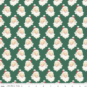 Merry Little Christmas Santa Heads Green C14842-Green by Riley Blake