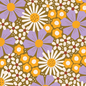 Retro Meadow by Cloud 9 228178 Mustard/Lilac Large Flower