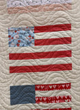 Stars and Stripes Beachy Picnic Size 24 flags Quilt Kit