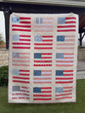 Stars and Stripes Beachy Picnic Size 24 flags Quilt Kit