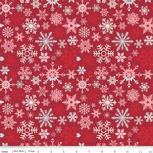 Mistletoe and Holly Snowflakes Barn Red C16402-Barnred