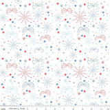 Firework Fields Fireworks White  C17582-WHITE by Riley Blake