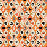 RP1309-OM2M Halloween - Halloween Argyle - Orange & Metallic Gold Metallic Fabric