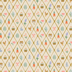 RP1501-LI4M Easter - Easter Lattice - Linen Metallic Fabric